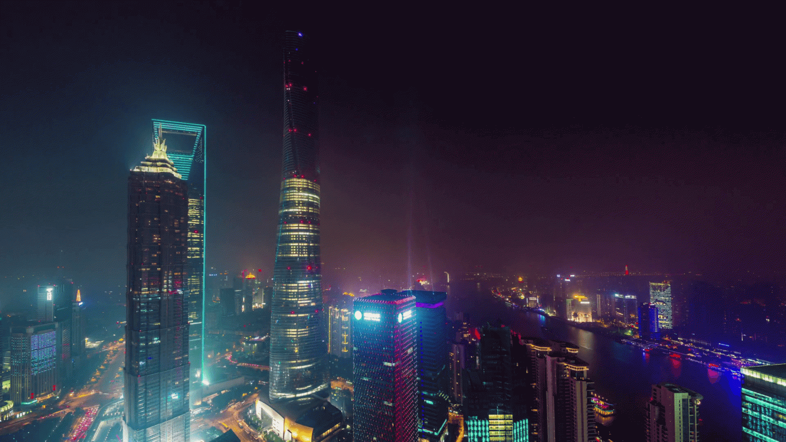 1920x1080 night light shanghai city downtown buildings roof top panorama 4k time  lapse china Stock Video Footage - Storyblocks Video