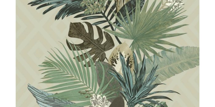 1000x1000 56 sq. ft. Outdoors in Tropical Oasis Stripe Wallpaper