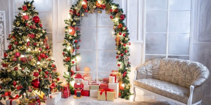 1134x772 Amazon.com : CSFOTO 10x7ft Background Classic Christmas Tree Cosy