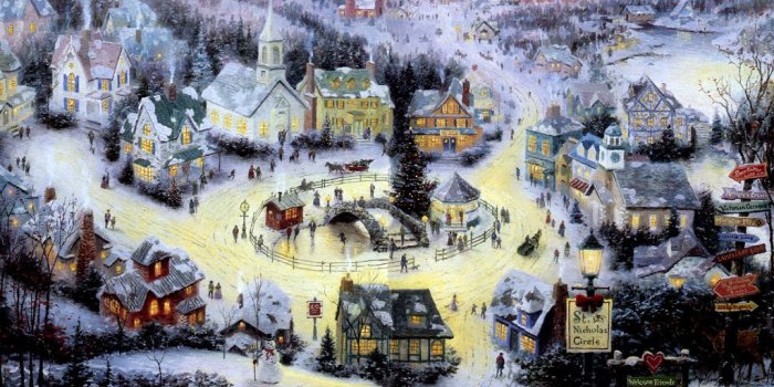 1024x768 Digital Wallpapers | Classic Outdoor Christmas Scenes | Garden Variety