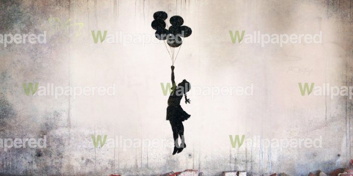 1280x900 Free download Banksy Girl With Balloons wall mural Banksy Wallpaper