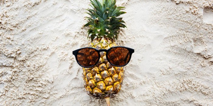 1332x850 Wallpaper sand, beach, summer, stay, glasses, summer, pineapple