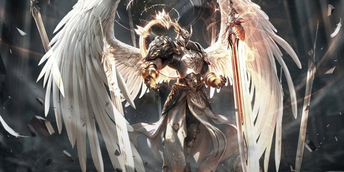 1332x850 Wallpaper Angel, Sword, Wings, Fantasy, Art, Art, Angel, Sword