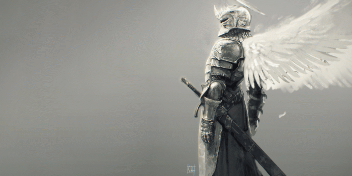 2560x1440 knight, #fantasy armor, #fantasy art, #sword, #angel wings
