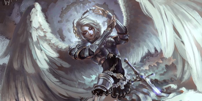 3000x1730 2968253 women fantasy art angel artwork sword wallpaper and