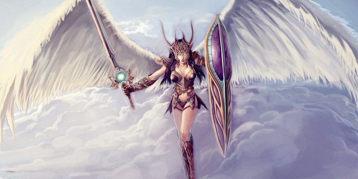 1920x1080 HD wallpaper: 1920x995 px angel fantasy Art sword warrior Anime One