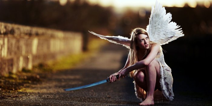 2560x1440 Angel With Sword ❤ 4K HD Desktop Wallpaper for 4K Ultra HD TV