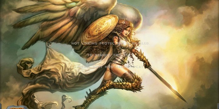 2560x1600 seraph warrior sword angel shield abstract