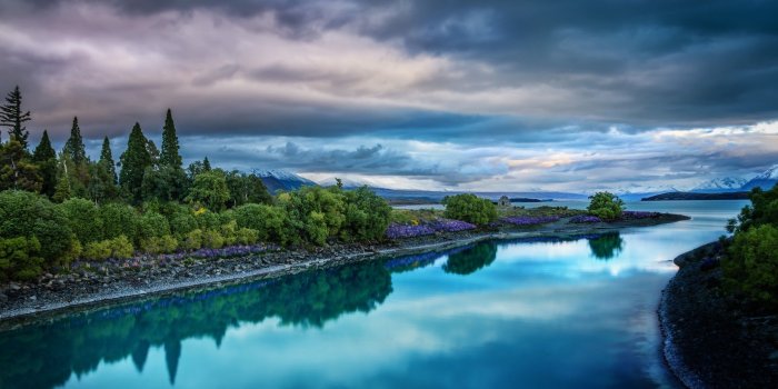 2560x1600 2840742 nature landscape wildflowers trees calm river water overcast