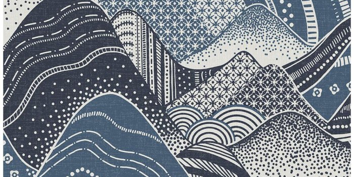 1000x1000 8 in. x 10 in. Meru Navy Mountain Wallpaper Sample