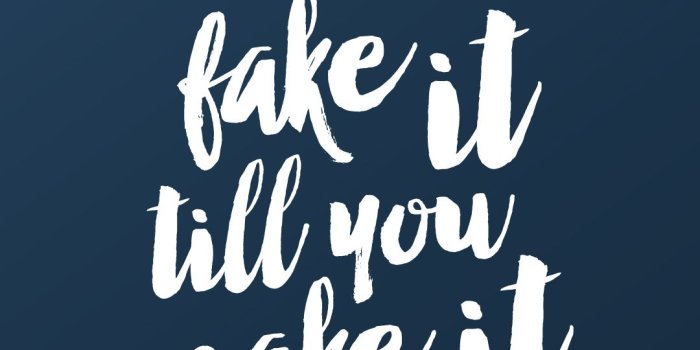 1080x1920 Navy White Calligraphy Fake It Iphone Phone Wallpaper - Fake It Til