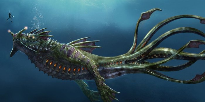 1332x850 Photo Wallpaper Diver, Monster, Subnautica - Subnautica Sea Dragon