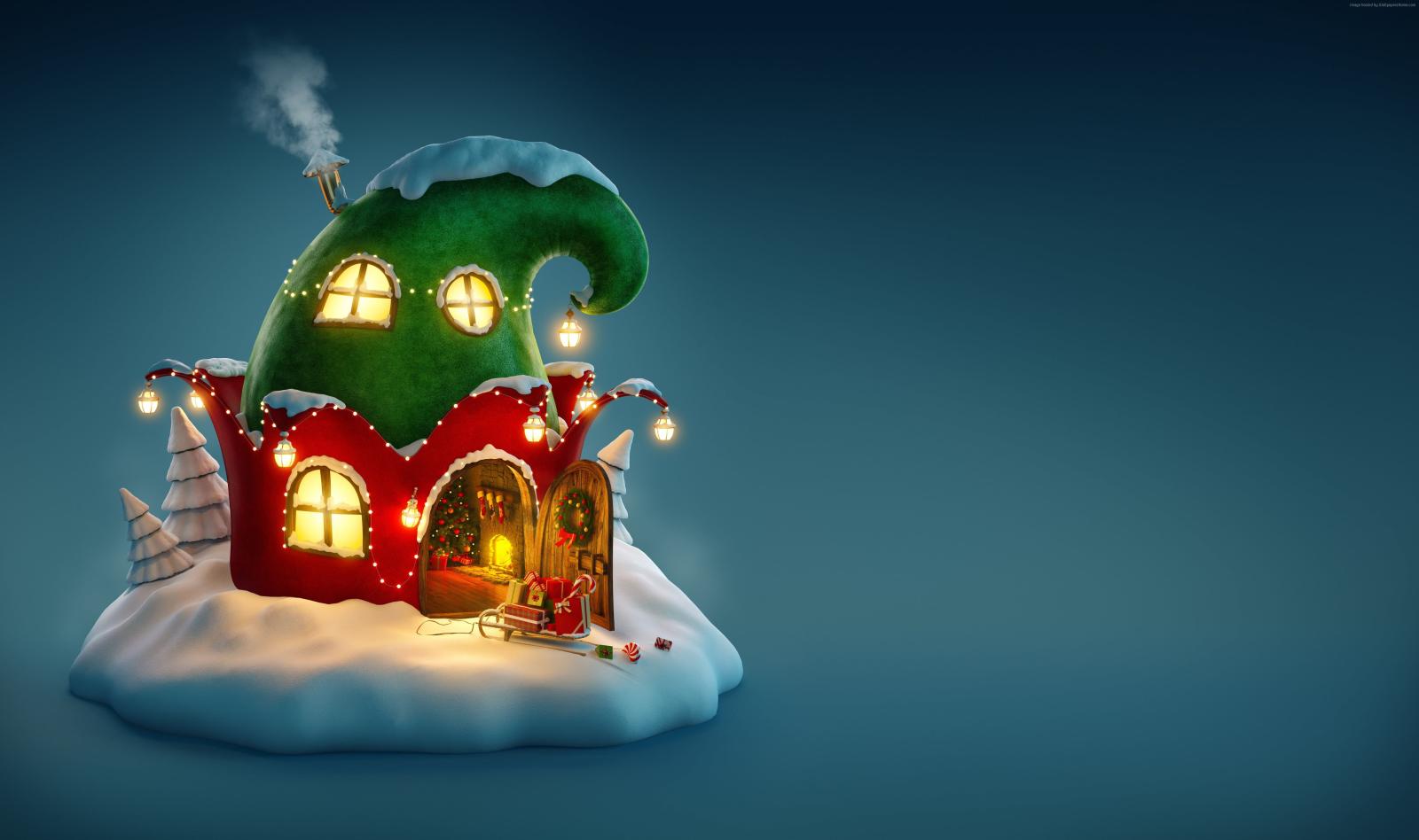 4936x2926 Elf house during Christmas HD wallpaper HD wallpaper | Wallpaper Flare