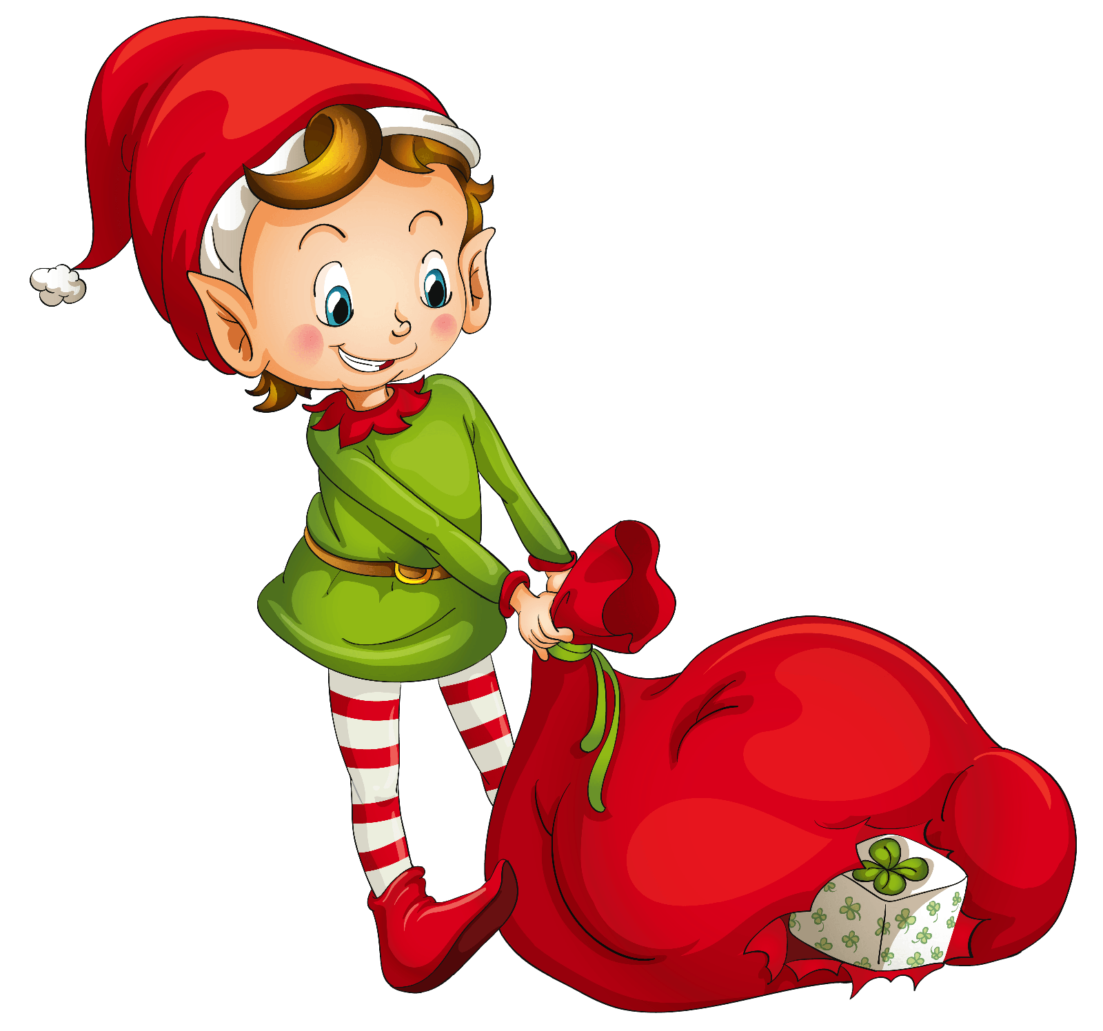 3208x3000 Christmas Elf with Santa Bag Clipart | Gallery Yopriceville - High