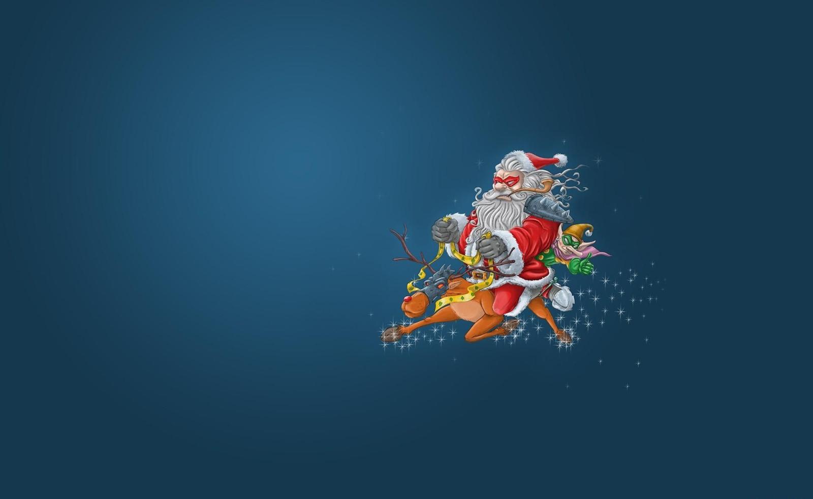 1920x1180 Download wallpaper 1920x1180 santa claus, reindeer, elf, flying