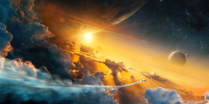 1332x850 Wallpaper The sky, Clouds, Stars, Planet, Space, Planet, Fantasy