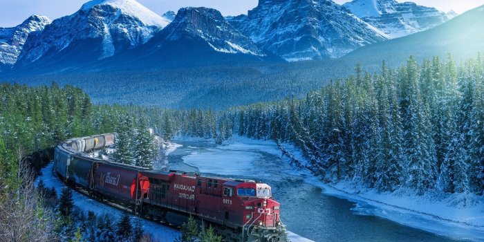 2048x1360 train, Nature, Ice, Mountain, Forest, Canada Wallpapers HD / Desktop