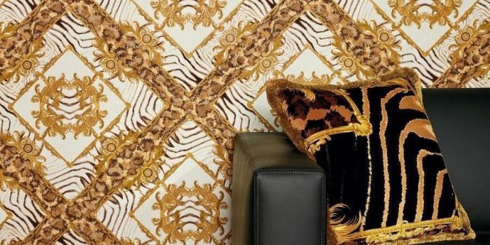 900x900 Versace White & Gold Abstract Damask Wallpaper