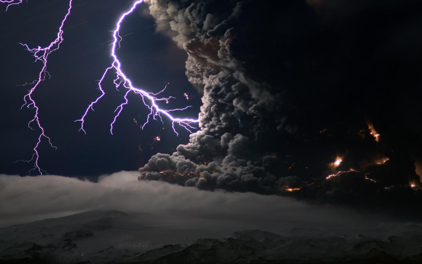 1920x1200 Lightning Storm Volcano HD Wallpaper, Background Images