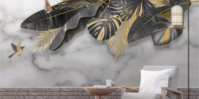 950x829 Custom Mural Wallpaper 3d Nordic Tropical Plants Leaves Birds Jazz White  Marble Background Wall Papers For Living Room Bedroom Home Decor Free  Desktop