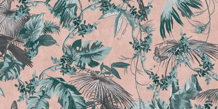 848x1024 Ugepa Wallpaper | Escapade Tropical Blue/Gold | L69801