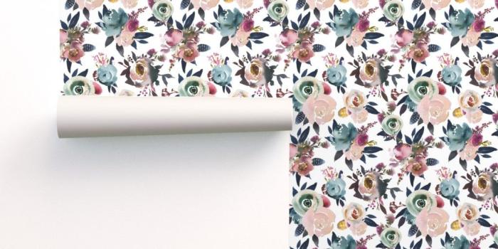 1024x1024 indigo floral white on Isobar by lil'faye | Roostery Home Decor