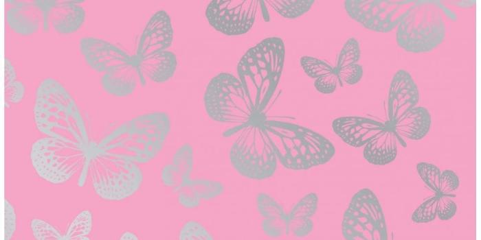 1000x1000 Fun4Walls Butterfly Metallic Wallpaper Pink / Silver (WP31256)