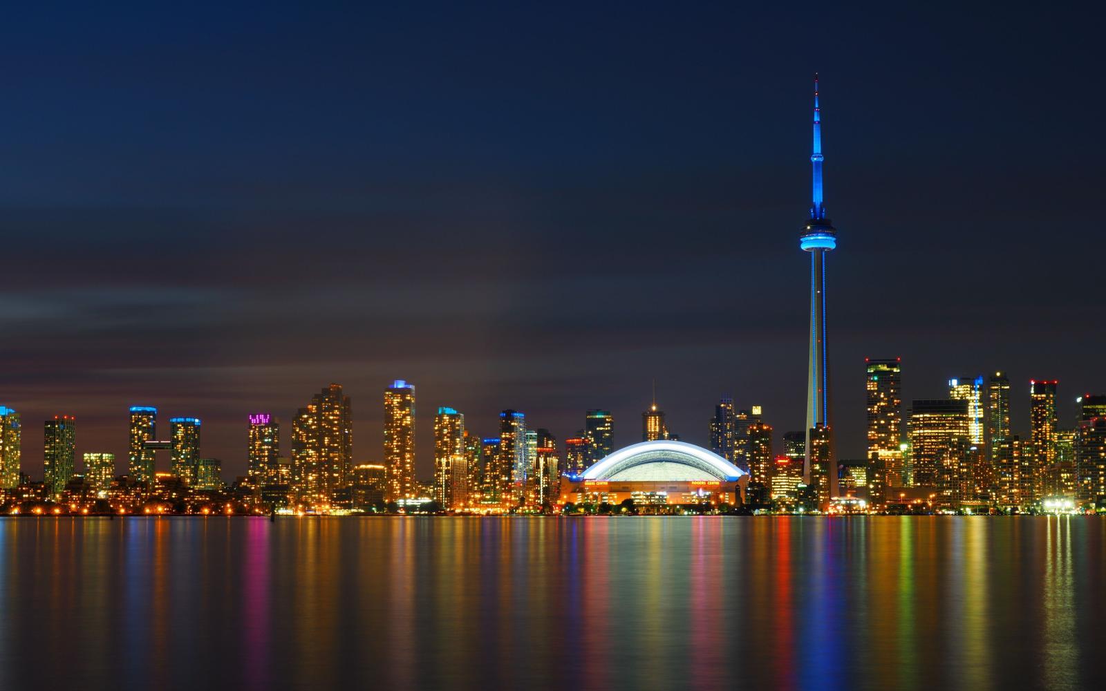 3840x2400 Download wallpaper 3840x2400 toronto, skyscrapers, night, panorama