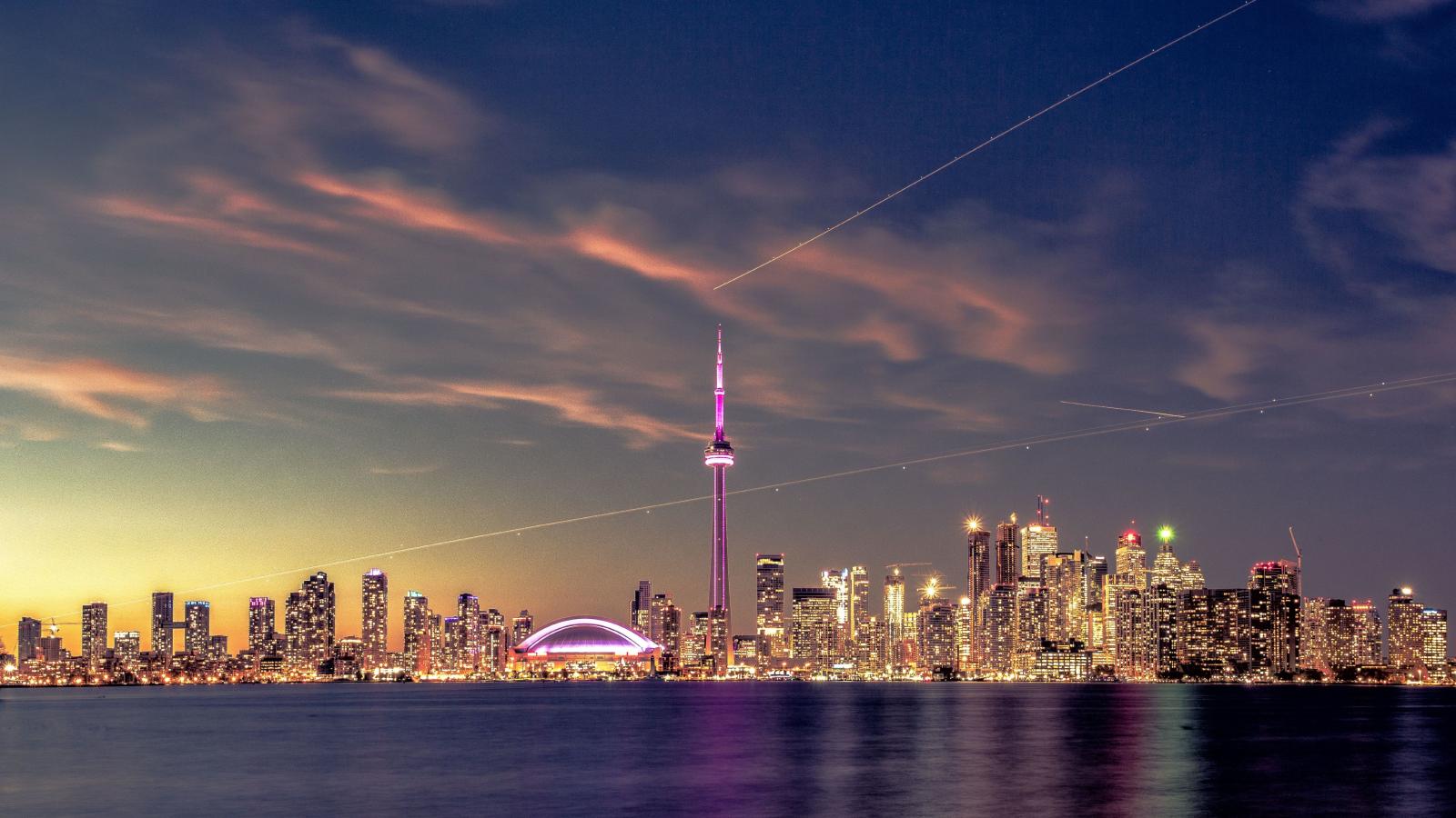 5120x2880 5120x2880 Toronto Ontario Cityscape In Sunset 5K Wallpaper, HD City