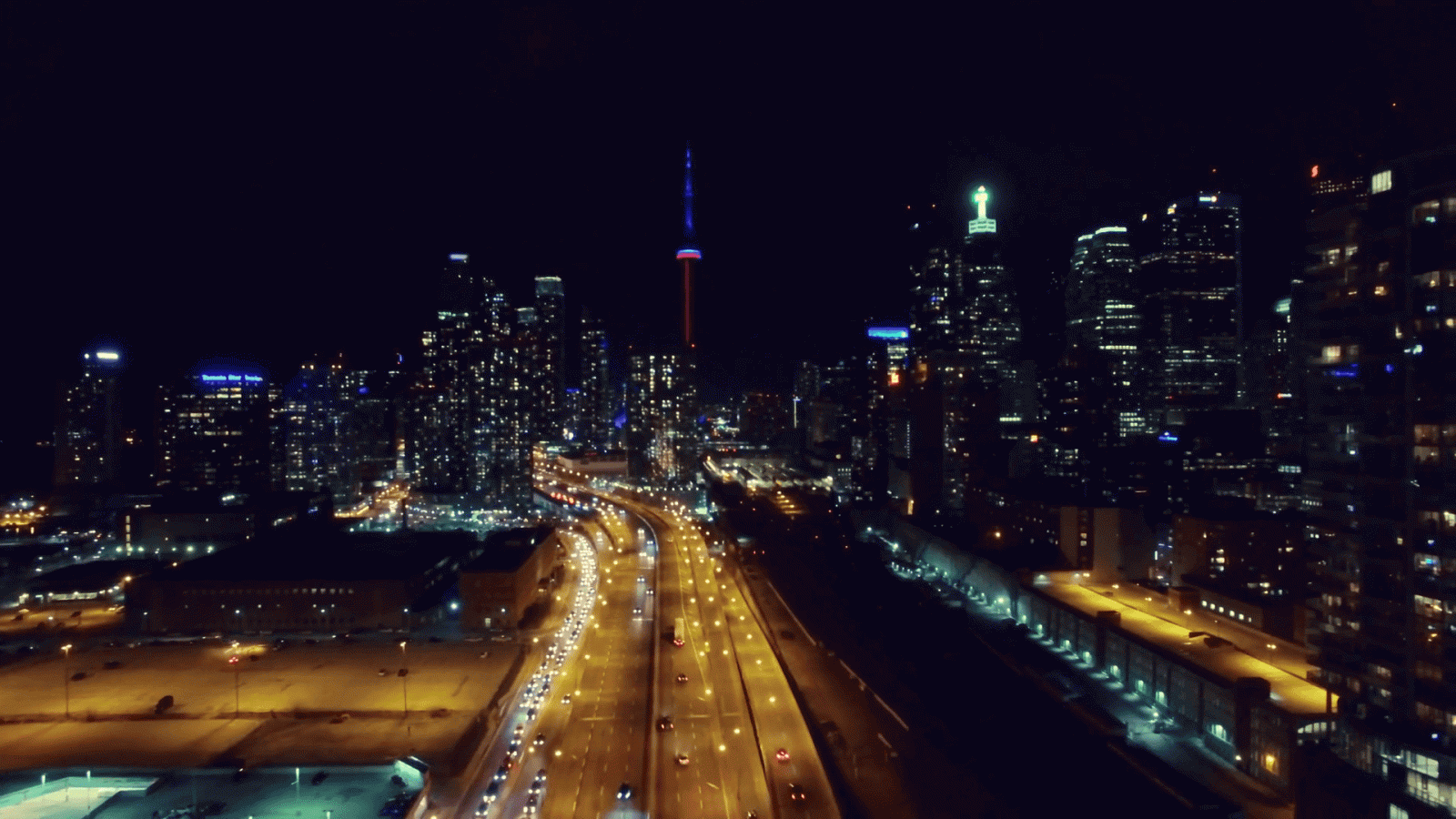 1920x1080 4k Toronto Highway Passover Aerial Night Footage Stock Video Footage -  Storyblocks Video
