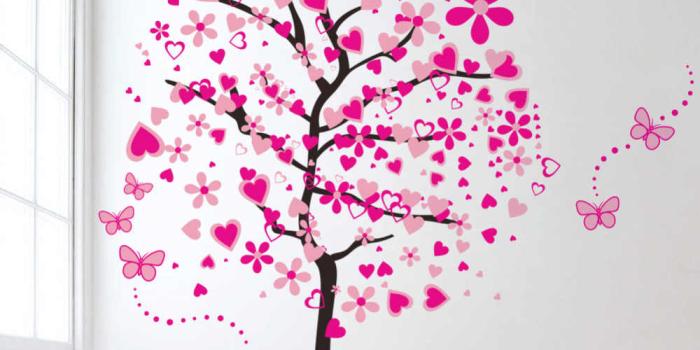 1000x1000 New Arrival DIY Large Wallpaper For Pink Butterfly Flower Tree Living Room  Bedroom Backdrop Home Decor Wall Stickers 60*90cm*2