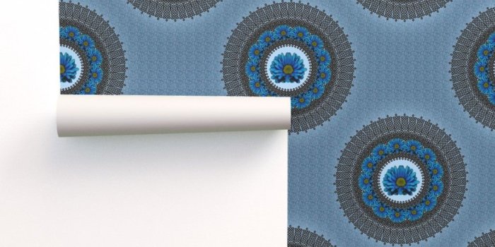 1024x1024 Blue Daisy Celtic Knot Circle on Isobar by bloomingvinedesign