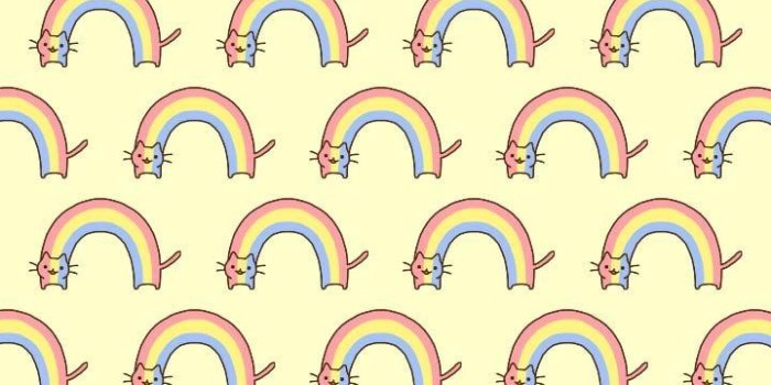 720x1280 Rainbow cats on pastel yellow wallpaper on We Heart It