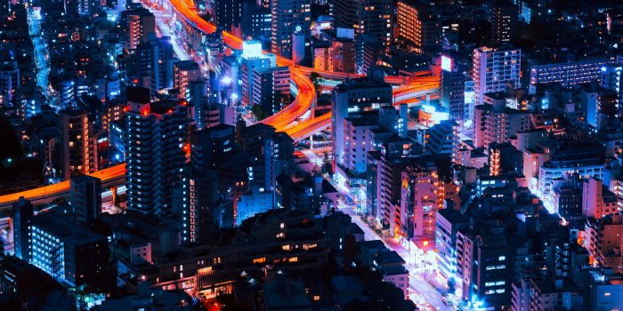 2400x3000 beautiful skyline of tokyo with orange and blue lights illuminating