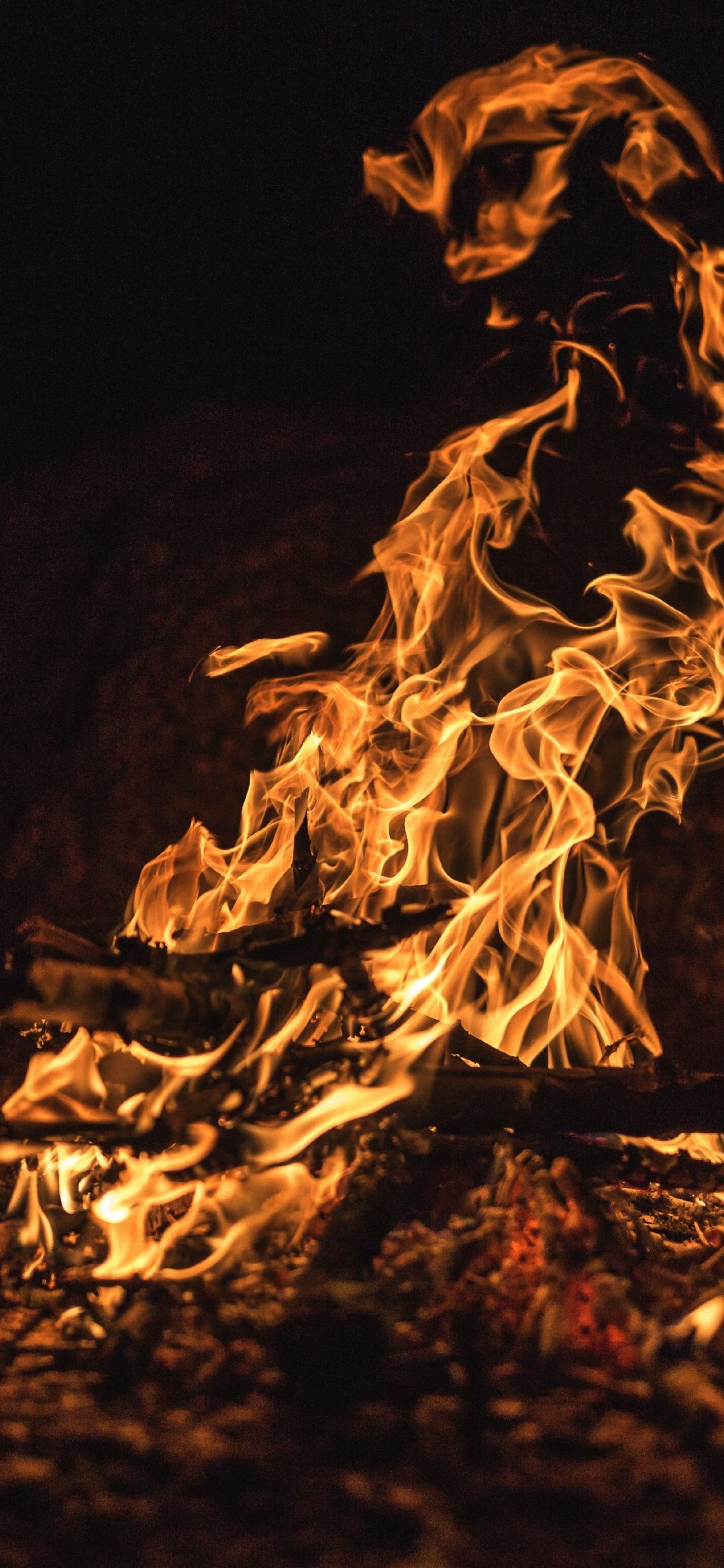 1125x2436 Download 1125x2436 wallpaper firewood, night out, dark, fire, iphone