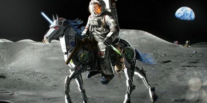 1919x1079 JFK Riding a Robot Unicorn on the Moon : wallpapers