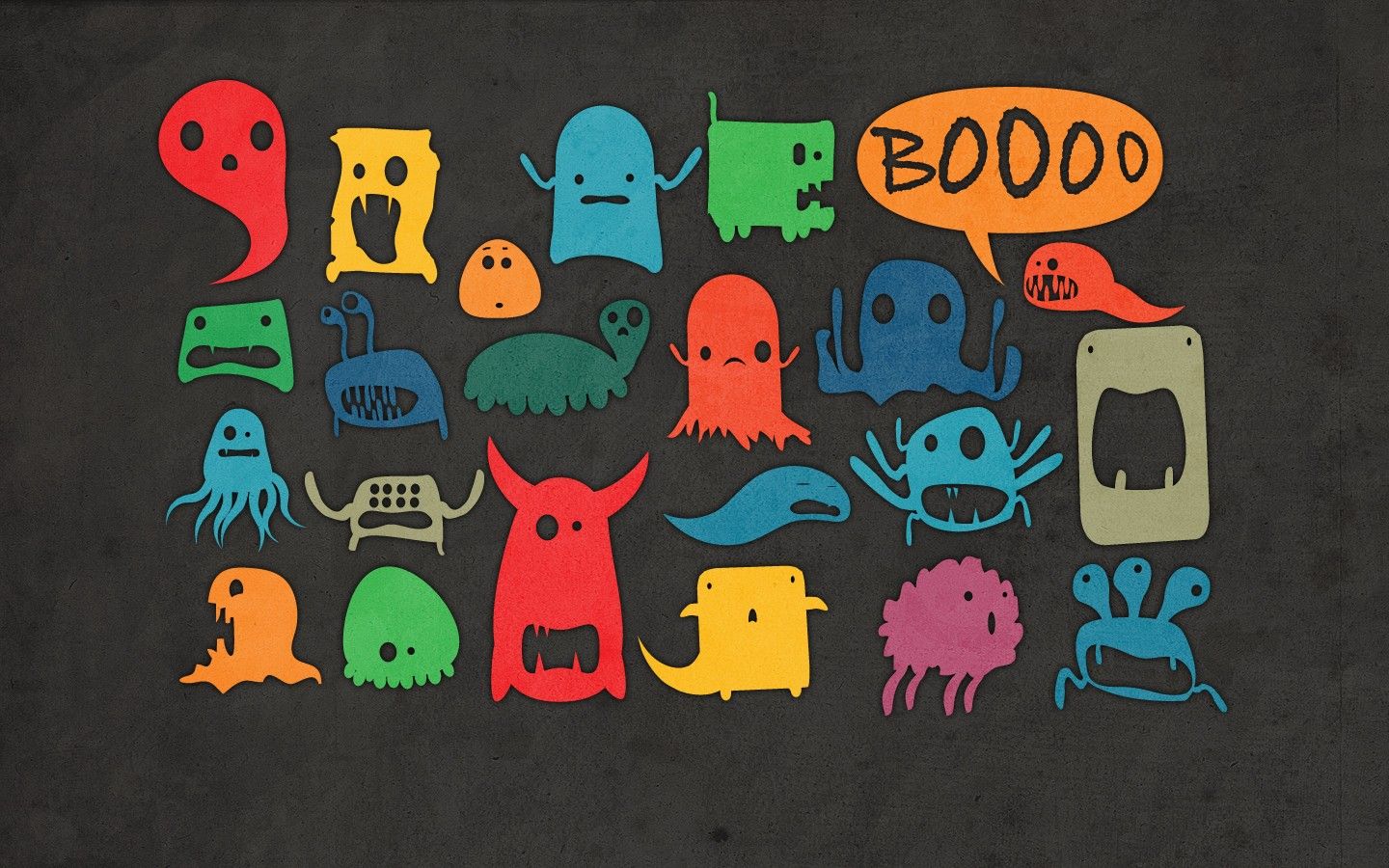 1440x900 cartoons, monsters, room, Halloween, monster, horde, masks, holidays
