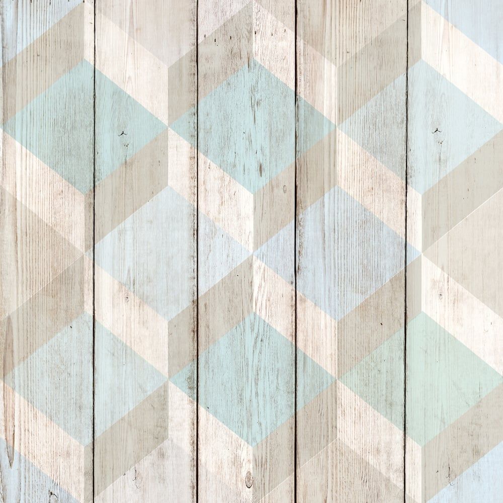 1000x1000 Details about Wooden Effect 3D Cube Wallpaper Geometric Shape Wood Planks  Copenhagen Blue