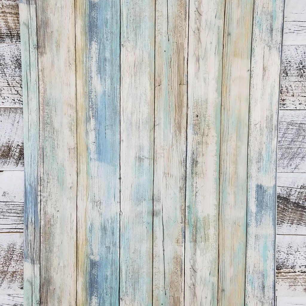 1024x1024 Blue Distressed Barnwood Plank Wood Peel and Stick Wallpaper