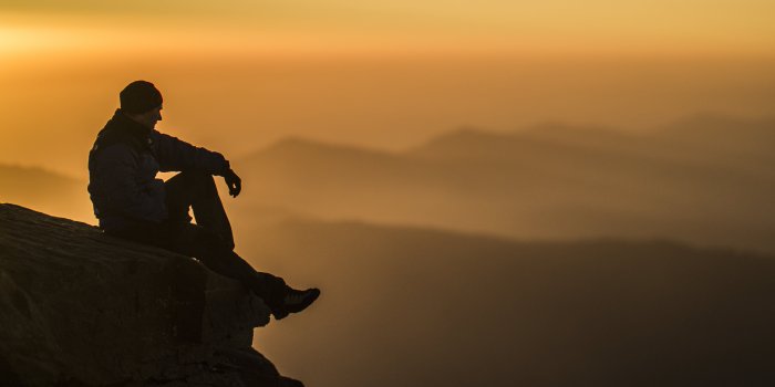 5323x3418 Silhouette photography of man on top of mountain HD wallpaper