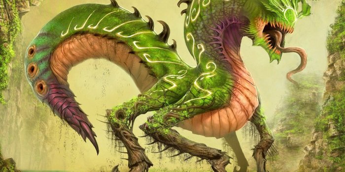 1332x850 Wallpaper Dragon, Beast, Knight, Green Demon, Demon, Kneel images