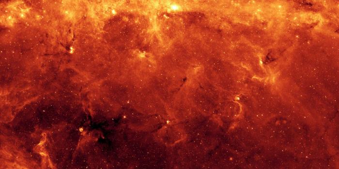 3360x1050 Orange Galaxy Supercluster 4K Wallpaper • GamePhD