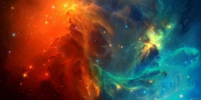 1280x720 Download 1280x720 Nebula, Orange, Stars, Blue, Galaxy Wallpapers