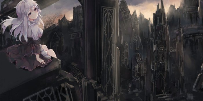 1440x900 Download 1440x900 Gothic Anime Girl, Dark World, White Hair, Smiling