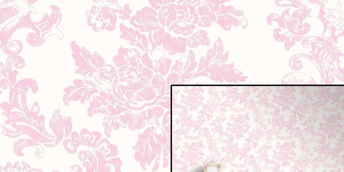 1000x1000 Crown Marshmallow Pink Vintage Lace Floral Feature Wallpaper Wall