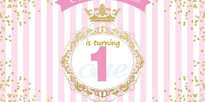 1267x845 Leyiyi 7x5ft Little Princess 1st Birthday Backdrop Pink White Striped  Banner Luxury Royal Crown Kids B Day Background Golden Glitter Spots  Vintage