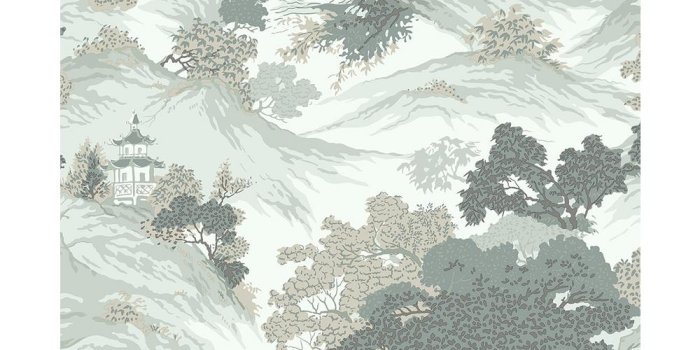 1000x1000 56.4 sq. ft. Ordos Light Green Eastern Toile Wallpaper