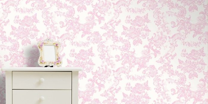 1000x1000 Crown Vintage Lace Wallpaper Marshmallow Pink (M0756)