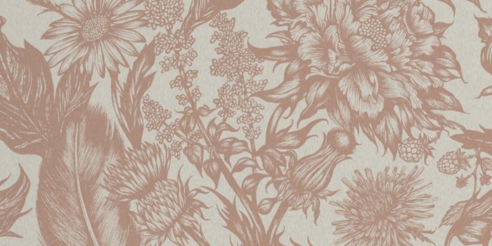 1600x1600 Crown Alexis Floral Rose Gold Metallic Wallpaper