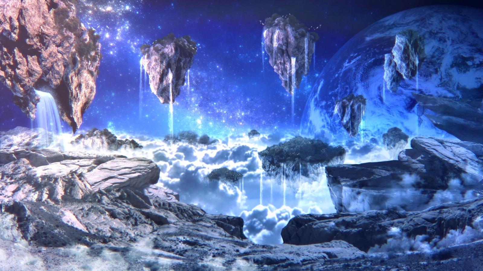 1920x1080 Wallpaper Sci-fi, Landscape, Floating Islands, Planet, Rocks